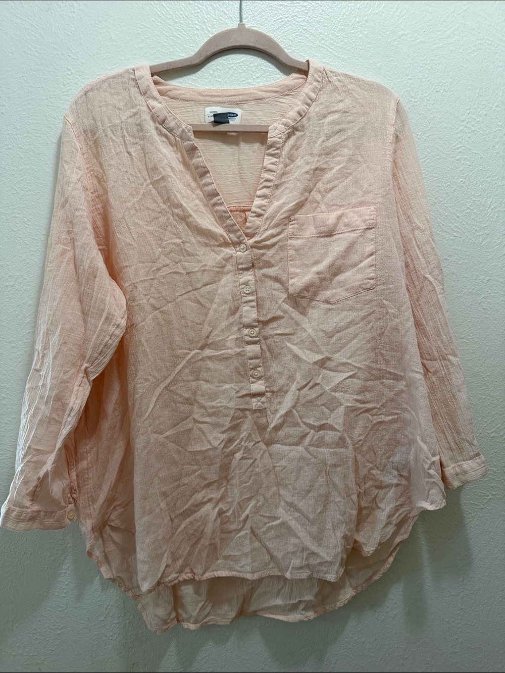 Old Navy Pale Peach Button-Front Gauze Tunic